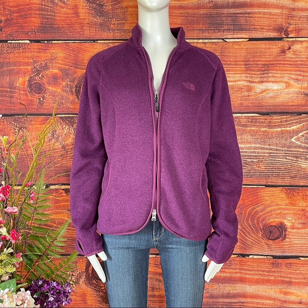 North Face Sweater Knit Fleece Jacket Full Zip M